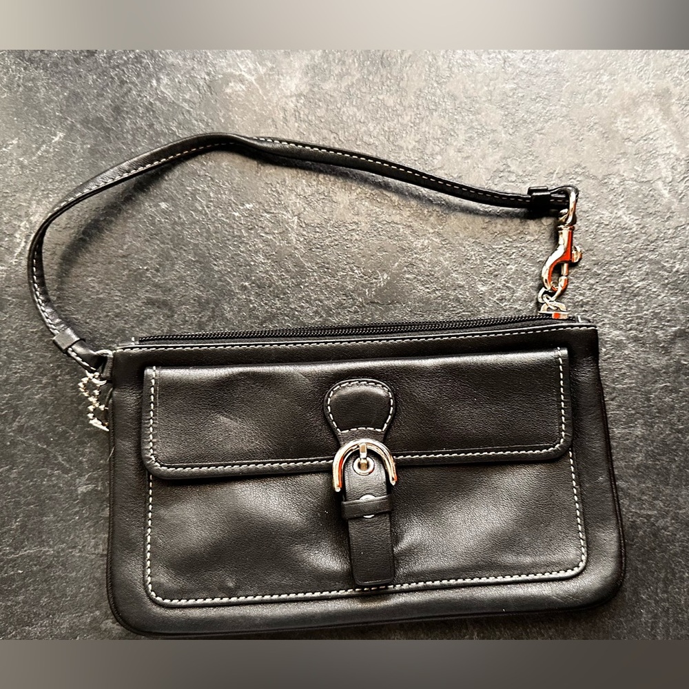 Coach Black Leather Wristlet
